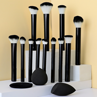 Ensemble de 12 pinceaux de maquillage professionnels à manche long en fibres synthétiques, en forme d'arc, kit complet de pinceaux de maquillage, y compris des pinceaux à poudre