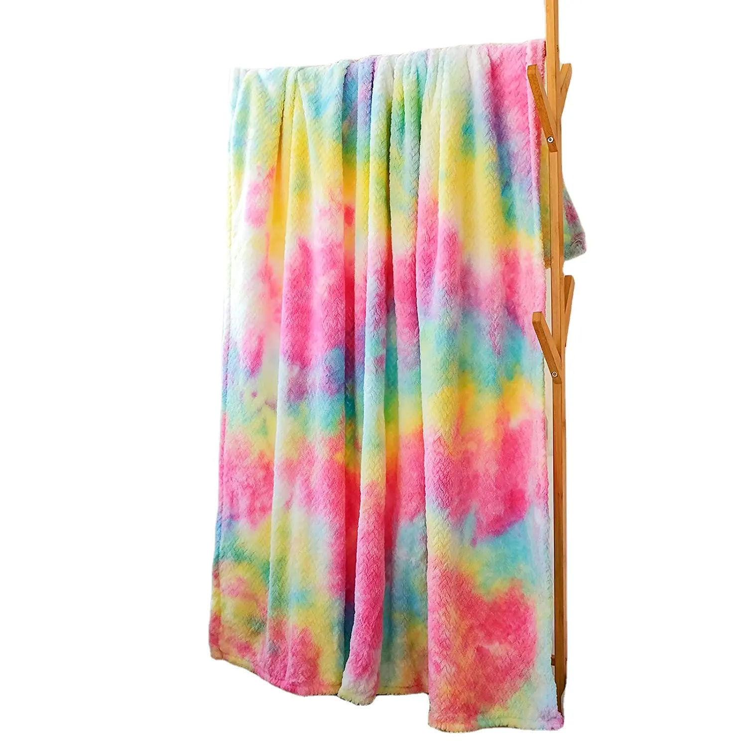 Winter Thick Flannel Fleece Blanket Tie-Dye Rainbow Blanket For Bedding Sofa