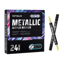 Lot de 24 marqueurs de peinture acrylique métallisée professionnels, permanents, en PET, pour roche, verre, tissu, DIY