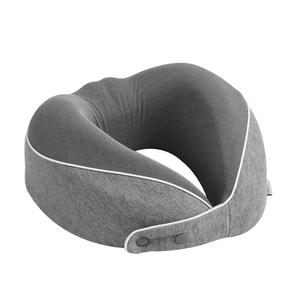 Almohada de espuma viscoelástica en forma de U, portátil, de viaje, con soporte para el cuello para adultos, color gris sólido, plegable, para avión. - Product Image 1