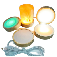 Support de lampe de nuit LED lumineux personnalisé avec logo, base en bois, RGB, moderne, chambre à coucher, rond/carré, recharge USB, durée de vie de 20 000 heures