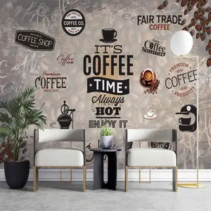 Customized Coffee Theme Wallpaper Restaurant Cafe Detachable Wall Picture