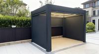 Nouveau design de pergola extérieure automatique en aluminium imperméable avec système de toit à lamelles rétractables, cadre thermolaqué, 1 ensemble