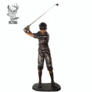 Outdoor Garden Decor Life Size Golfer Statue Custom Metal Sculpture Brass Golfer Statue For Sale