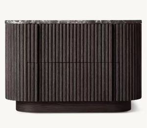 Nueva Mesita de Noche de Madera Maciza Estilo Europeo y Americano, Mesita de Noche Cerrada de Roble y Mármol 288, Diseño Moderno y Contemporáneo - Product Image 4