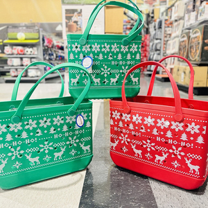 Sac de plage en EVA personnalisé pour Noël, logo personnalisé, imperméable, grande capacité, sac de plage réutilisable en EVA, imprimé de Noël - Product Image 1