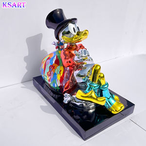 Estatua de Tío Pato McDuck Millonario, Adorno de Pato McDuck con Bolsas de Dinero, Escultura Pop Art, Cromado Dulce, Estatua Hecha a Medida - Product Image 3