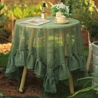 Nappe ronde en dentelle florale, style campagnard français vert vintage, couverture de table à manger, décoration romantique et élégante pour la maison et les mariages