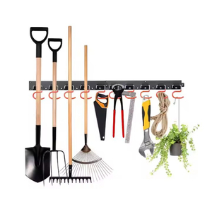 Organisateur d'outils de garage mural, étagère de rangement <span class=keywords><strong>suspendue</strong></span> pour jardin et garage avec 10 crochets réglables et 4 rails - Product Image 2