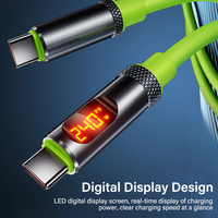 Câble de charge rapide USB C vers USB C 240W, flexible en silicone, avec affichage numérique, compatible iPhone, iPad, Galaxy, Xiaomi