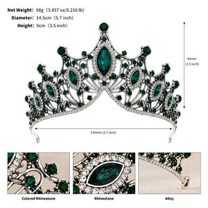 Vintage <strong>Royal</strong> Baroque Wedding Hair Accessories Bridal Princess Queen Pageant Crystal Crown and <strong>Tiara</strong> for Party Gift - Product Image 6