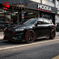 Jantes en alliage noir brillant avec accent rouge de 20/22/24/26 pouces, 5/6 trous, jantes sport pour pick-up/SUV/camion, jantes personnalisées de rechange