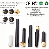 Antenne omnidirectionnelle en caoutchouc double bande 2,4 GHz 5,8 GHz 2-18 dBi avec connecteur S-MA, indice de protection IP67, fixation par vis pour communication de routeur