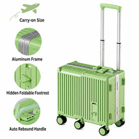 Valise à roulettes multifonctionnelle JX en aluminium pour enfants, bagage cabine 20 pouces, chariot de voyage