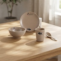 Ensemble d'assiettes à manger unisexes, vaisselle en mélamine de style japonais incassable, 4 pièces, prix d'usine