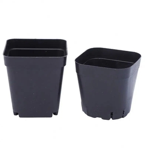 PLASTIC PLANT FLOWER SQUARE POTS NURSERY SEEDLING CONTAINER with Saucer for Indoor Herbs Succulents Balcony Garden