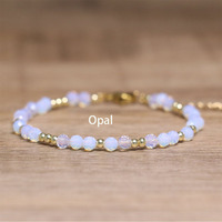 Bracelet délicat en perles de quartz rose naturel, aventurine verte, opale, lapis-lazuli, avec entretoise dorée, bracelet en cristal de guérison pour femmes