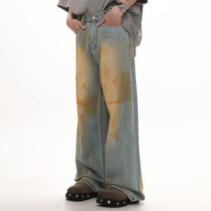 กางเกงยีนส์ทรงหลวมสไตล์ Y2K รุ่น Heavyweight สำหรับสตรีทแวร์ ฮิปฮอป ลุคสกปรก ล้างสีแบบ Dirty Mud Wash ทรงขากว้างตรง ดีไซน์ล่าสุด - Product Image 3