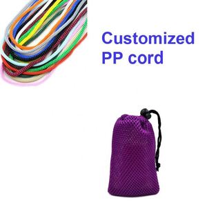 Sac à cordon en maille violette écologique pour cosmétiques, idéal pour les voyages et la promotion de la mode - Product Image 6