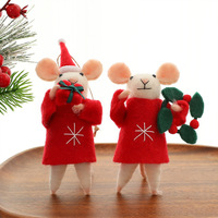 Ornements de Noël en feutre en forme de souris, décorations suspendues mignonnes en feutre pour sapin de Noël et couronne, animaux de la forêt