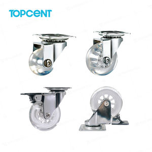 Topcent <span class=keywords><strong>3</strong></span> Zoll PU Schwenk rolle Universal rad für Möbel Transparente Kristall gummi Stahl rollen für Wohnzimmer Esszimmer - Product Image 2