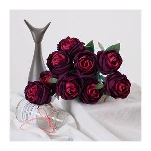 Rose artificielle mini buissons de fleurs tenture murale fleurs rouges décor artificiel fleurs artificielles en silicone - Product Image 3