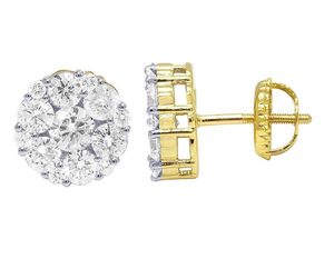 Elegant <b>Silver</b> Flower Design Earrings with Lab Grown Diamonds Stylish 10K Gold Inspired Jewelry for Brides and Parties - Product Image 2