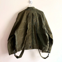 Veste de travail MZN en toile de denim sergé personnalisée, effet vieilli, avec fermeture éclair, crochet de pont, patchwork, style vintage, type marin ou pompier