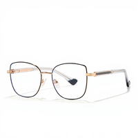 Lunettes de vue unisexes rétro œil de chat en métal, anti-lumière bleue, monture en TR90, verres transparents, avec charnières à ressort