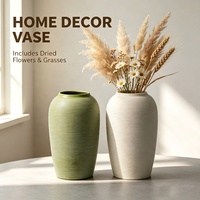 Vase en céramique cylindrique YBH pour décoration intérieure, rayé, rustique, simple, en porcelaine, moderne, pour table, vente en gros, logo personnalisé