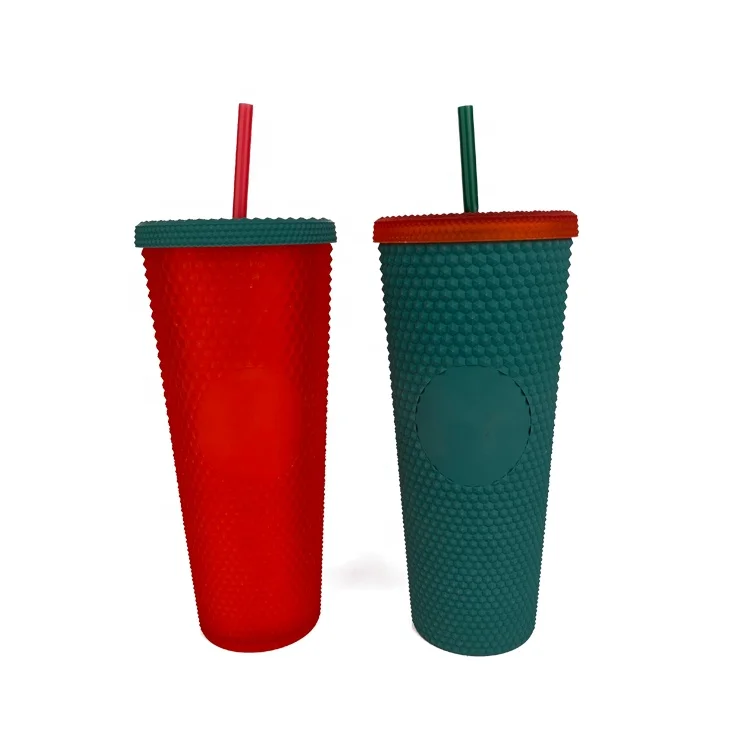 24oz Christmas Home decoration Best Gift Cup Studded Cup Halloween Gift Water Bottle New Grid Iridescent Matte Color Tumblers