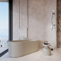 Baignoire autoportante minimaliste en surface solide mate, en résine de pierre, design italien, sans joint, étanche, pour projets d'appartements