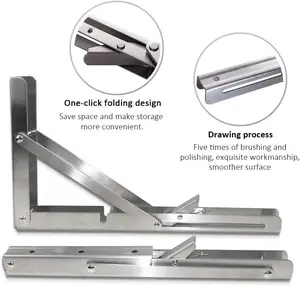Heavy Duty Stainless Steel F Type Folding Metal wood board Shelf Brackets