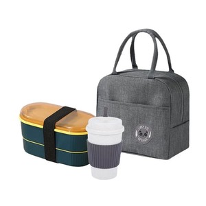 Double Layer Wheat Straw Bento Box With Utensils Portable Lunch Box For Students <b>Microwaveable</b> Rectangle Solid Color - Product Image 2
