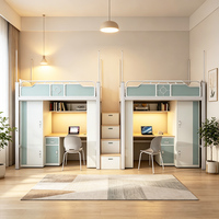 Lit d'étudiant en métal robuste personnalisé avec bureau et armoire intégrés pour dortoir universitaire, auberge de jeunesse, chambre à coucher