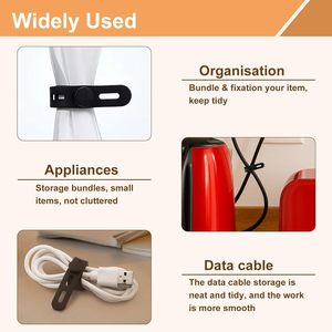 Attaches-câbles en silicone réutilisables, haute élasticité, attaches-câbles libérables, organisateur de câbles électriques, chargeurs de téléphone, écouteurs - Product Image 3