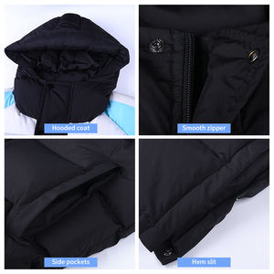 定制标志防风防水羽绒足球夹克外套拉链连帽冬季长袖户外足球夹克蓬松外套 - Product Image 5