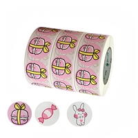 Rouleau d'autocollant personnalisé de logo de burger de dessin animé mignon pour le cadre de bougie d'artisanat pour des étiquettes d'emballage et des récompenses