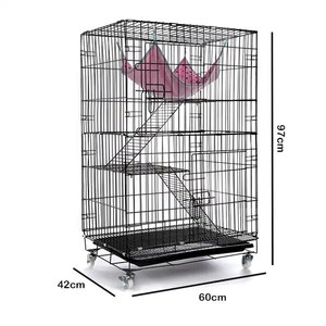 Cage d'embarquement pour chat double en métal massif avec plateau en plastique Cage pour chat d'occasion à vendre - Product Image 2