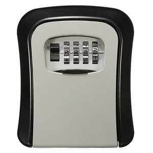 Key Box Wall Mounted Hook Type 4 Digit Combination Lock Black Gray Storage Organizer for Home B&B Use - Product Image 1