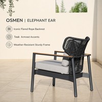 Fauteuil de salon extérieur OSMEN moderne en aluminium avec dossier en rotin pour villa, patio et jardin