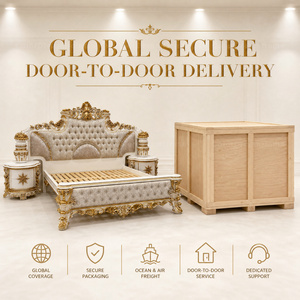 Set di Mobili per Camera da <span class=keywords><strong>Letto</strong></span> in Stile Europeo, <span class=keywords><strong>Letto</strong></span> <span class=keywords><strong>Matrimoniale</strong></span> in Legno Intagliato Barocco con Testiera - Product Image 6