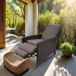 Modern Eco-friendly Design Outdoor Patio Wicker Chair Adjustable <b>Plastic</b> Rattan Swivel for <b>Garden</b> Dining Park Outdoor Furniture - Product Image 6