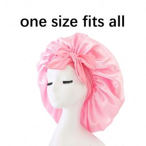 Bonnet de nuit en satin personnalisé pour femmes, bonnet de nuit en polyester avec broderie ou logo sérigraphié, bonnet pour cheveux multicolores - Product Image 3