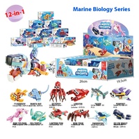 XINGLE Nouveau Kit de Construction Éducatif STEAM de Haute Qualité, Modèle DIY de Petits Animaux Marins Sous-Marins, 12 Pièces, Échelle 1:1