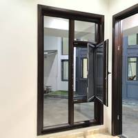Fenêtre en alliage d'aluminium avec ouverture vers l'intérieur, style balançoire pour chambre à coucher, filet d'écran en acier inoxydable pour l'extérieur.
