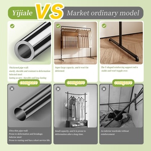 ราวแขวนเสื้อผ้าเหล็กพับได้แบบพกพา ยี่ห้อ YIJIALE แข็งแรง ทนทาน - Product Image 3
