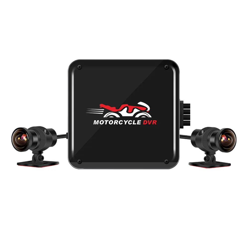 Hiçbir ekran IPX7 su geçirmez 170 derece balıkgözü Ultra geniş çift lens kamera motosiklet DVR
