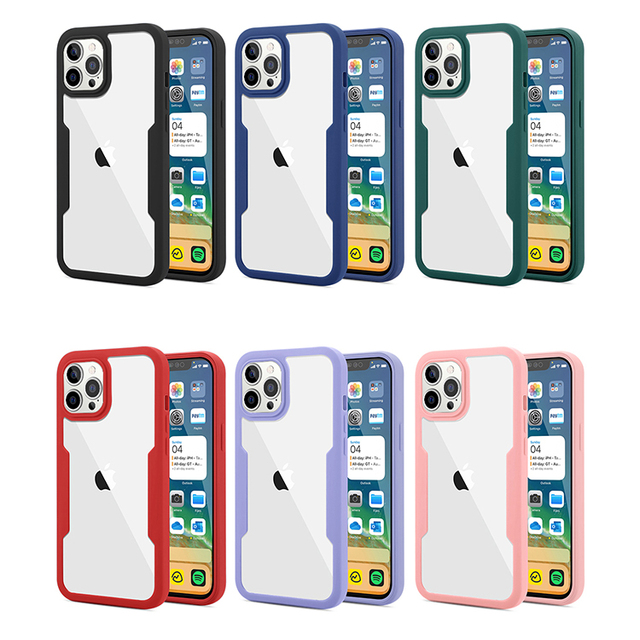 Soft TPU Acrylic 360 Degree Comprehensive protection Transparent Phone case for iPhone 14 13 12 Mini 11 Pro Max XR XS 6 7 8 Plus