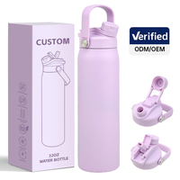Bouteille d'eau isotherme OEM 32oz avec couvercle à bec verseur et paille, en acier inoxydable, gourde de voyage sous vide pour la gym, le sport et la pêche